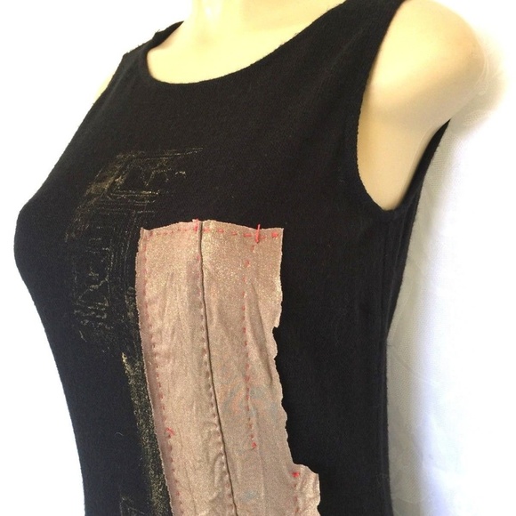 Saniya Khan Dress Black Sleeveless Knit Gold M - Picture 5 of 8